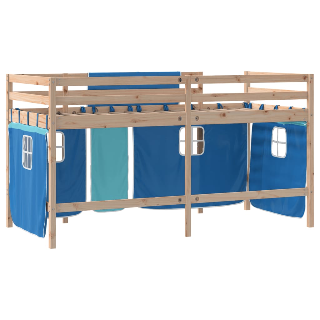 Kids' Loft Bed with Curtains without Mattress Blue 90x200cm - Bargainia.com - 8721012222229 - 3206965