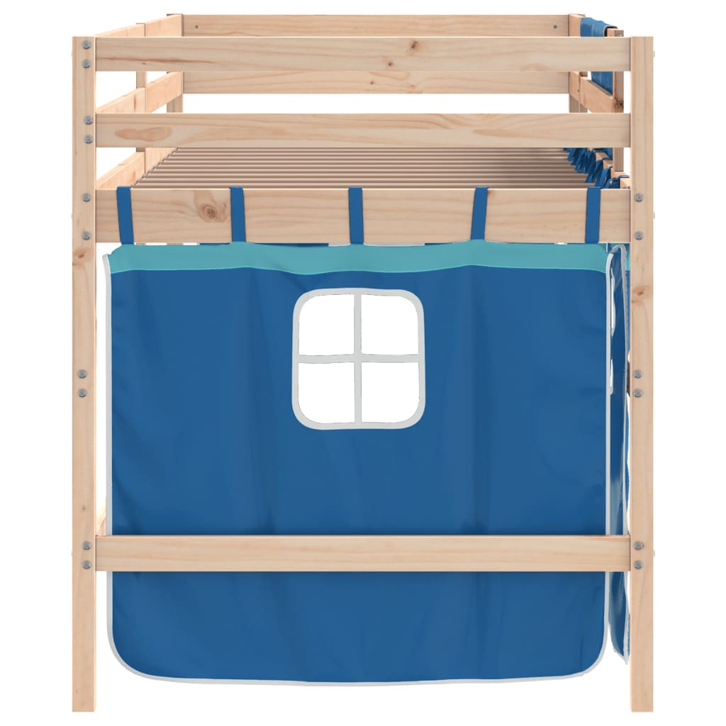 Kids' Loft Bed with Curtains without Mattress Blue 90x200cm - Bargainia.com - 8721012222229 - 3206965