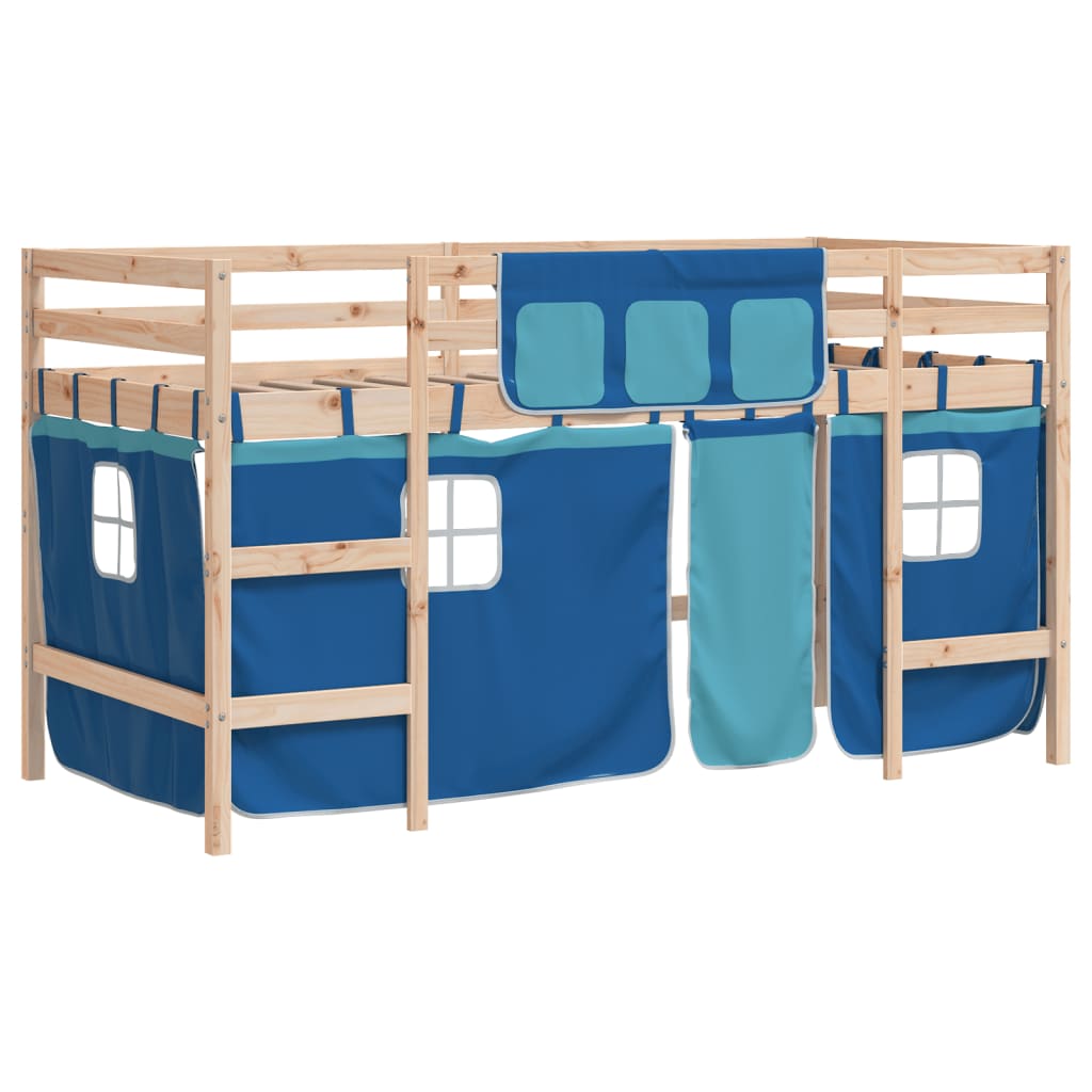 Kids' Loft Bed with Curtains without Mattress Blue 90x200cm - Bargainia.com - 8721012222229 - 3206965