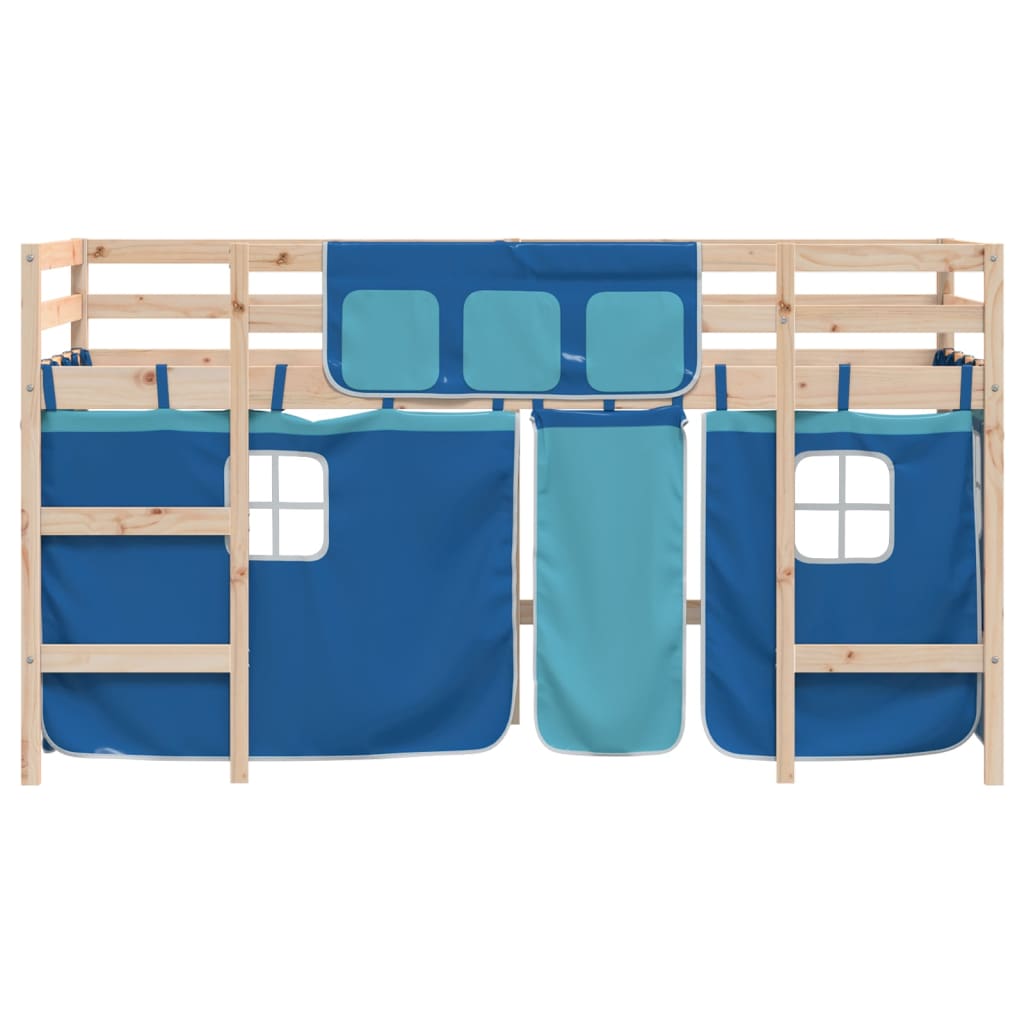 Kids' Loft Bed with Curtains without Mattress Blue 90x200cm - Bargainia.com - 8721012222229 - 3206965