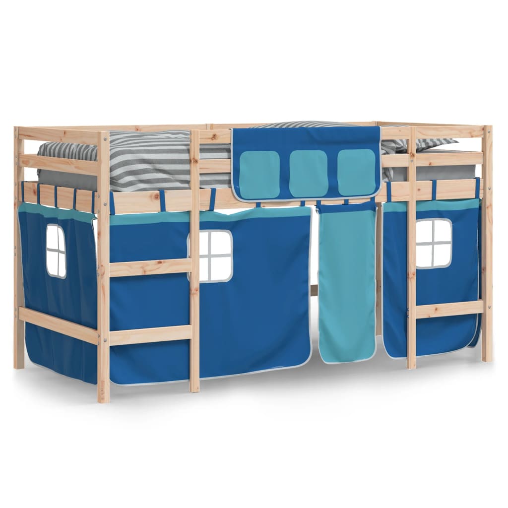 Kids' Loft Bed with Curtains without Mattress Blue 90x200cm - Bargainia.com - 8721012222229 - 3206965