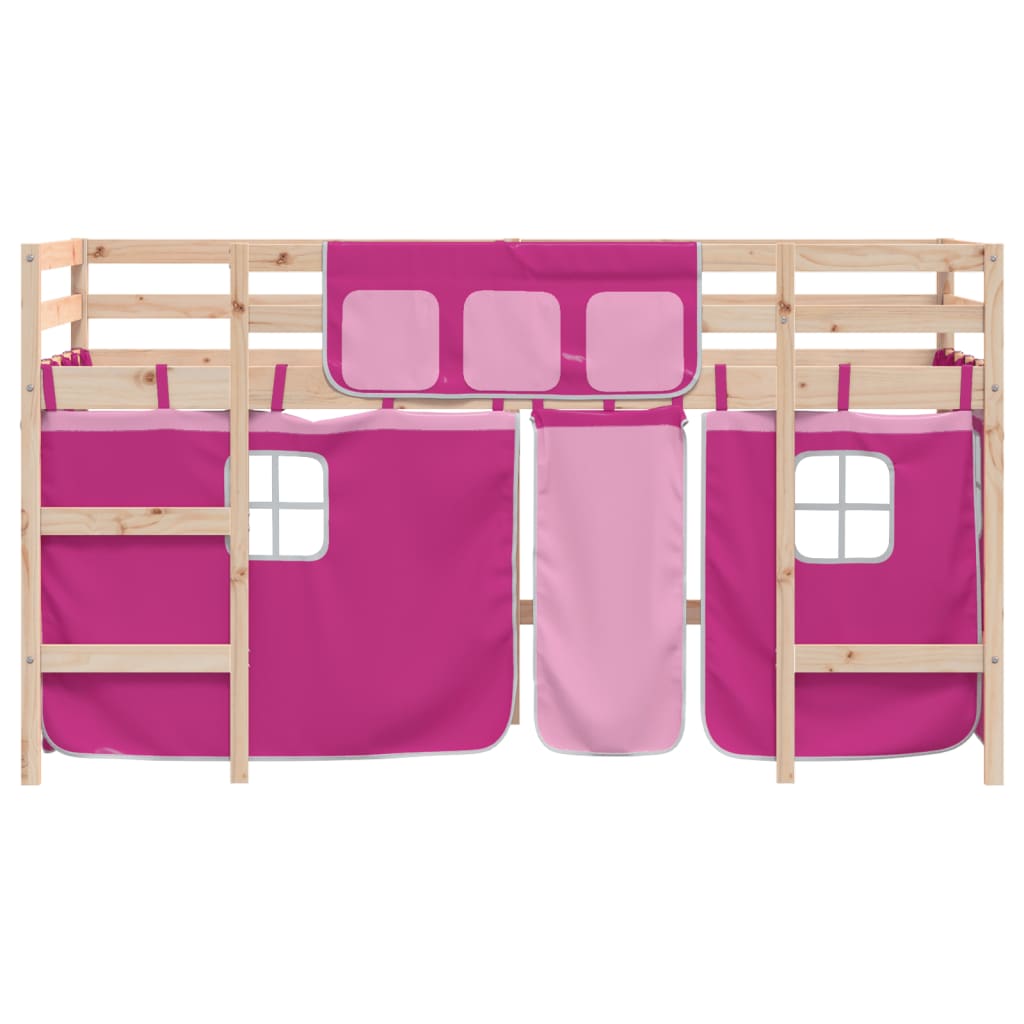 Kids' Loft Bed with Curtains without Mattress Pink 90x200cm - Bargainia.com - 8721012222236 - 3206966