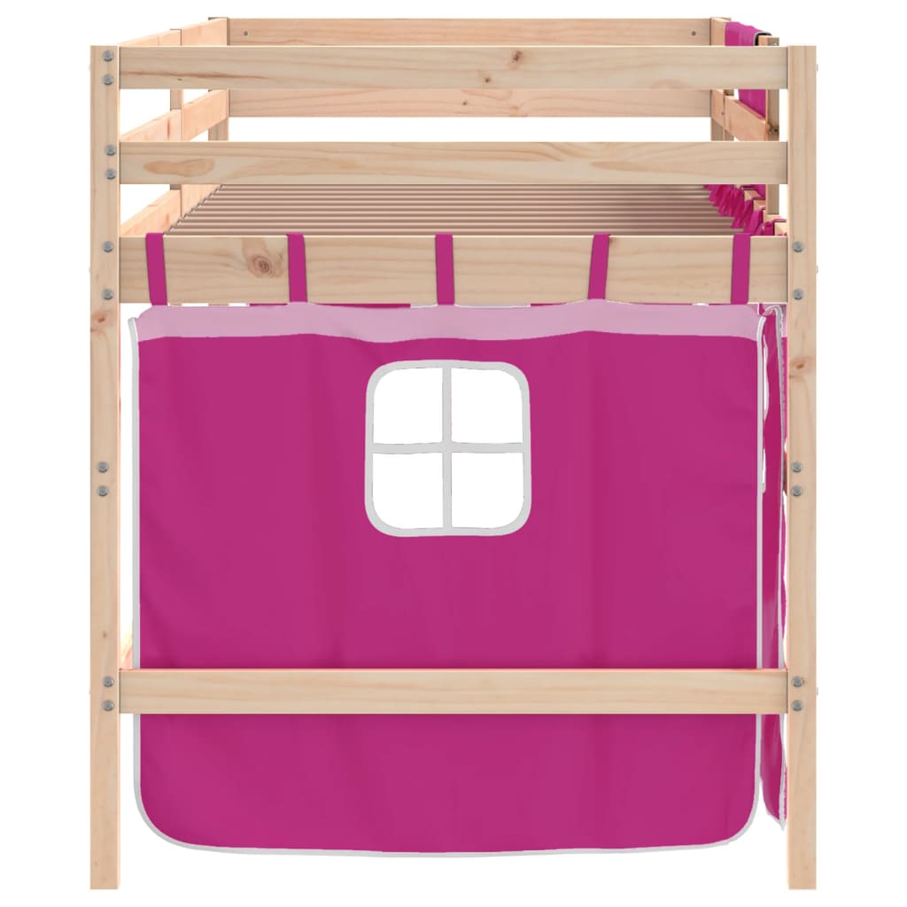 Kids' Loft Bed with Curtains without Mattress Pink 90x200cm - Bargainia.com - 8721012222236 - 3206966
