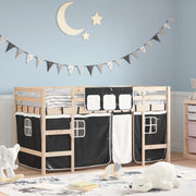 Kids' Loft Bed with Curtains without Mattress White&Black 90x200cm - Bargainia.com - 8721012222212 - 3206964