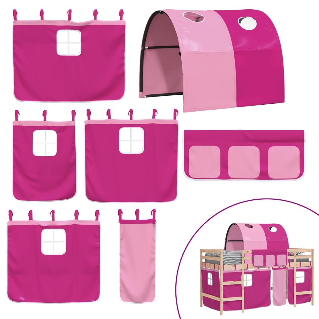 Kids' Loft Bed with Tunnel without Mattress Pink 90x200cm - Bargainia.com - 8721012222502 - 3206993