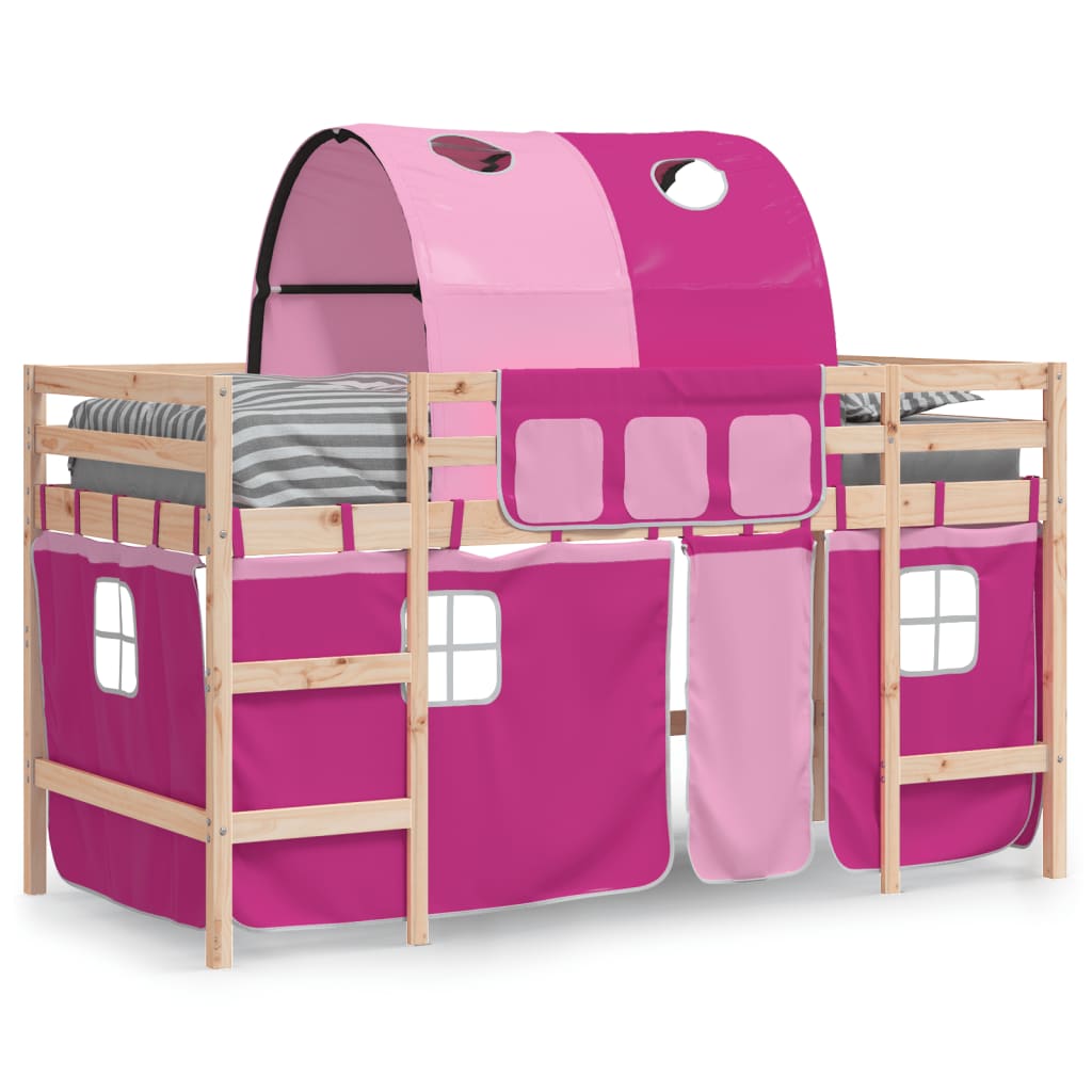 Kids' Loft Bed with Tunnel without Mattress Pink 90x200cm - Bargainia.com - 8721012222502 - 3206993