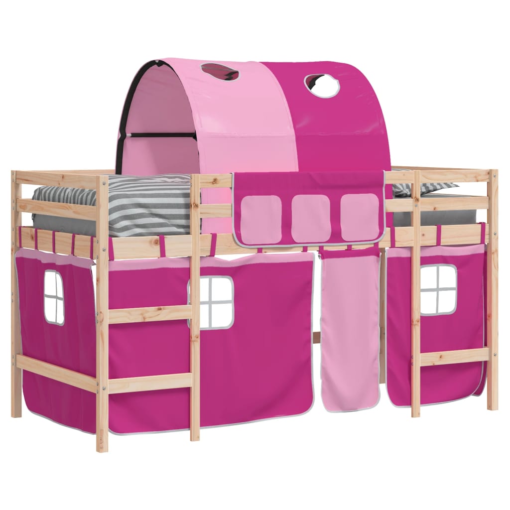 Kids' Loft Bed with Tunnel without Mattress Pink 90x200cm - Bargainia.com - 8721012222502 - 3206993
