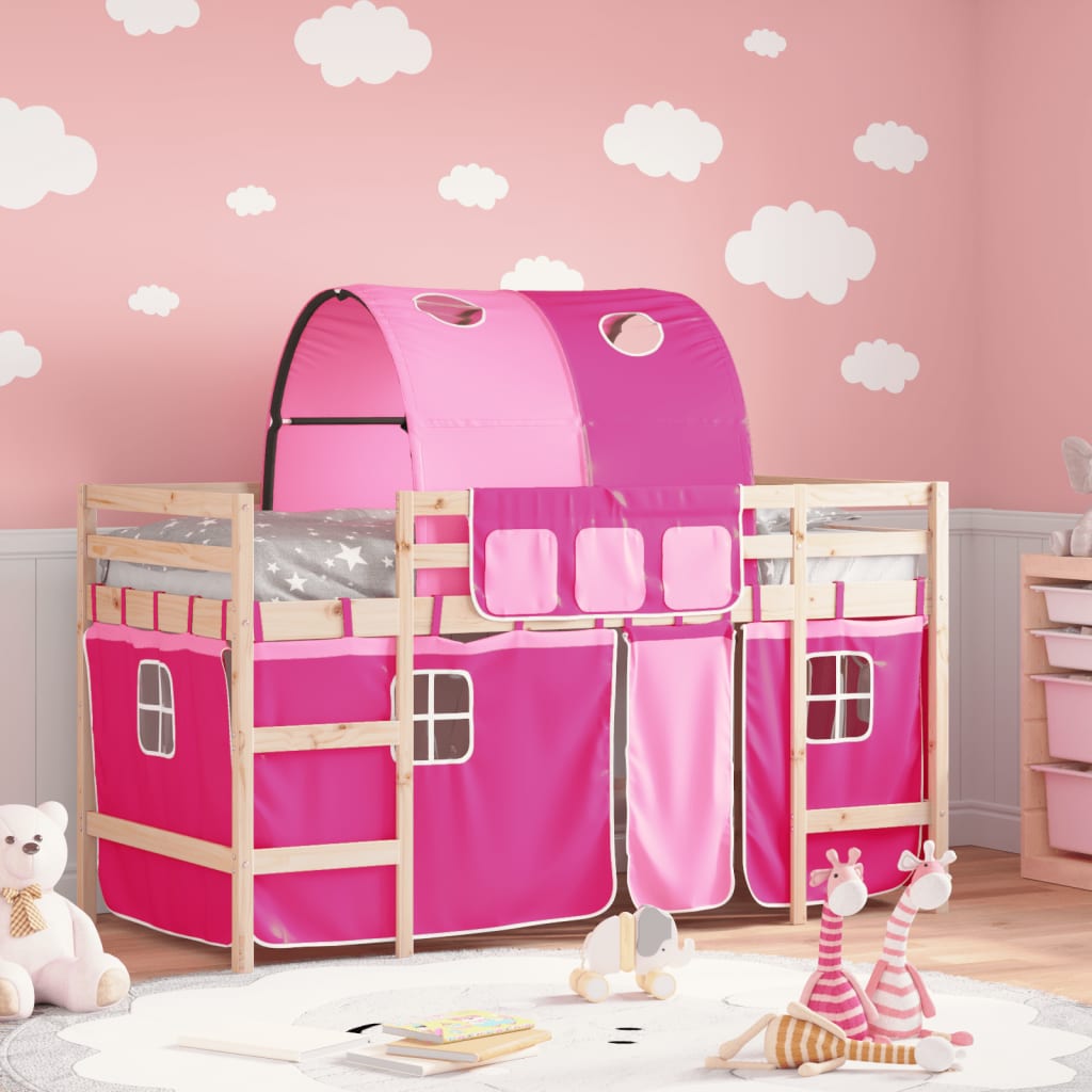 Kids' Loft Bed with Tunnel without Mattress Pink 90x200cm - Bargainia.com - 8721012222502 - 3206993