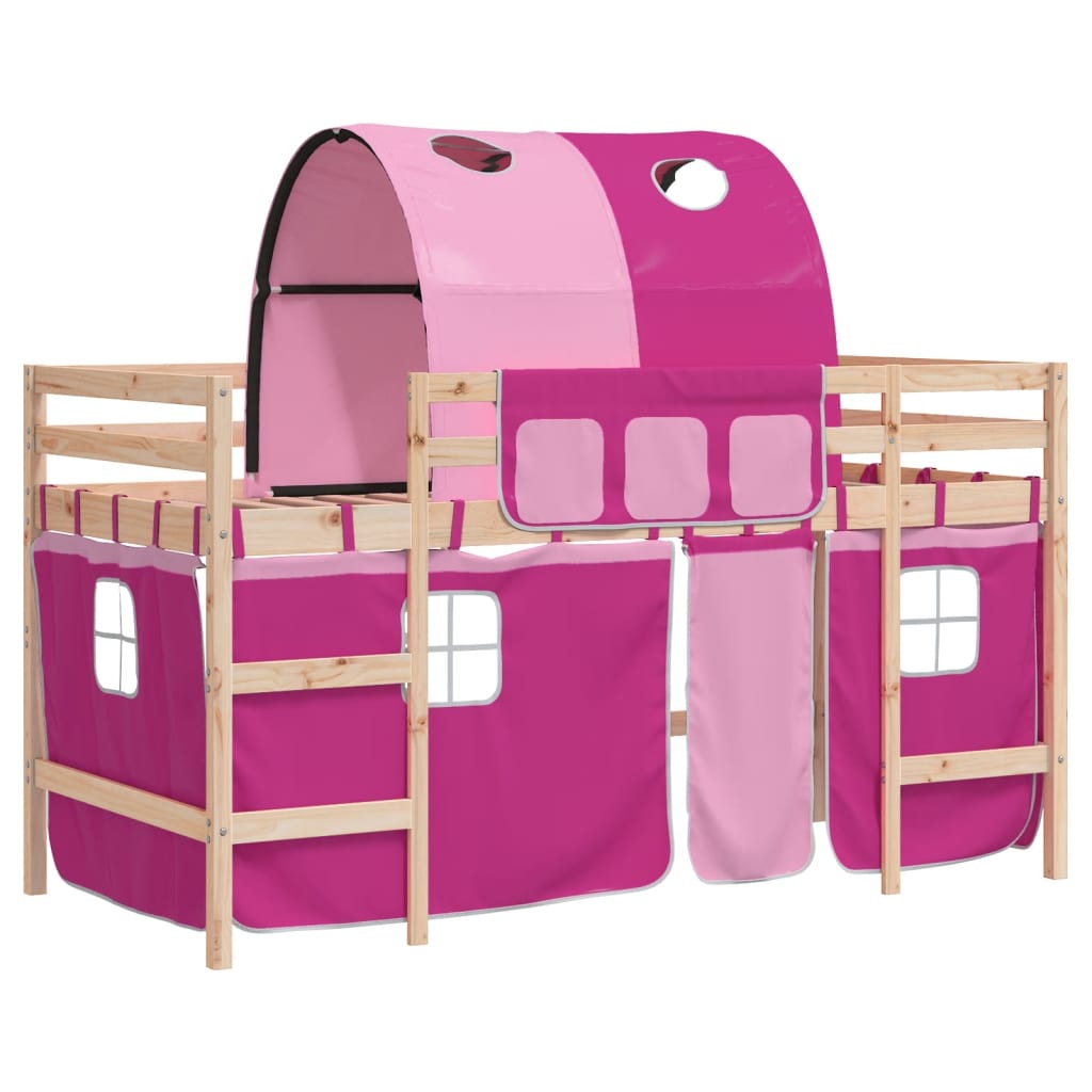 Kids' Loft Bed with Tunnel without Mattress Pink 90x200cm - Bargainia.com - 8721012222502 - 3206993
