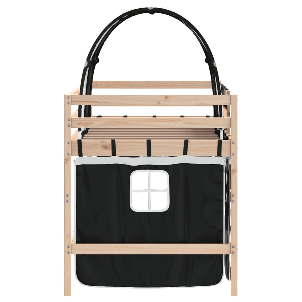 Kids' Loft Bed with Tunnel without Mattress White&Black 90x200cm - Bargainia.com - 8721012222489 - 3206991