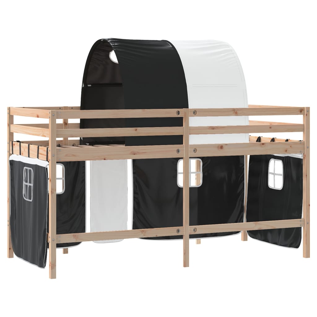 Kids' Loft Bed with Tunnel without Mattress White&Black 90x200cm - Bargainia.com - 8721012222489 - 3206991