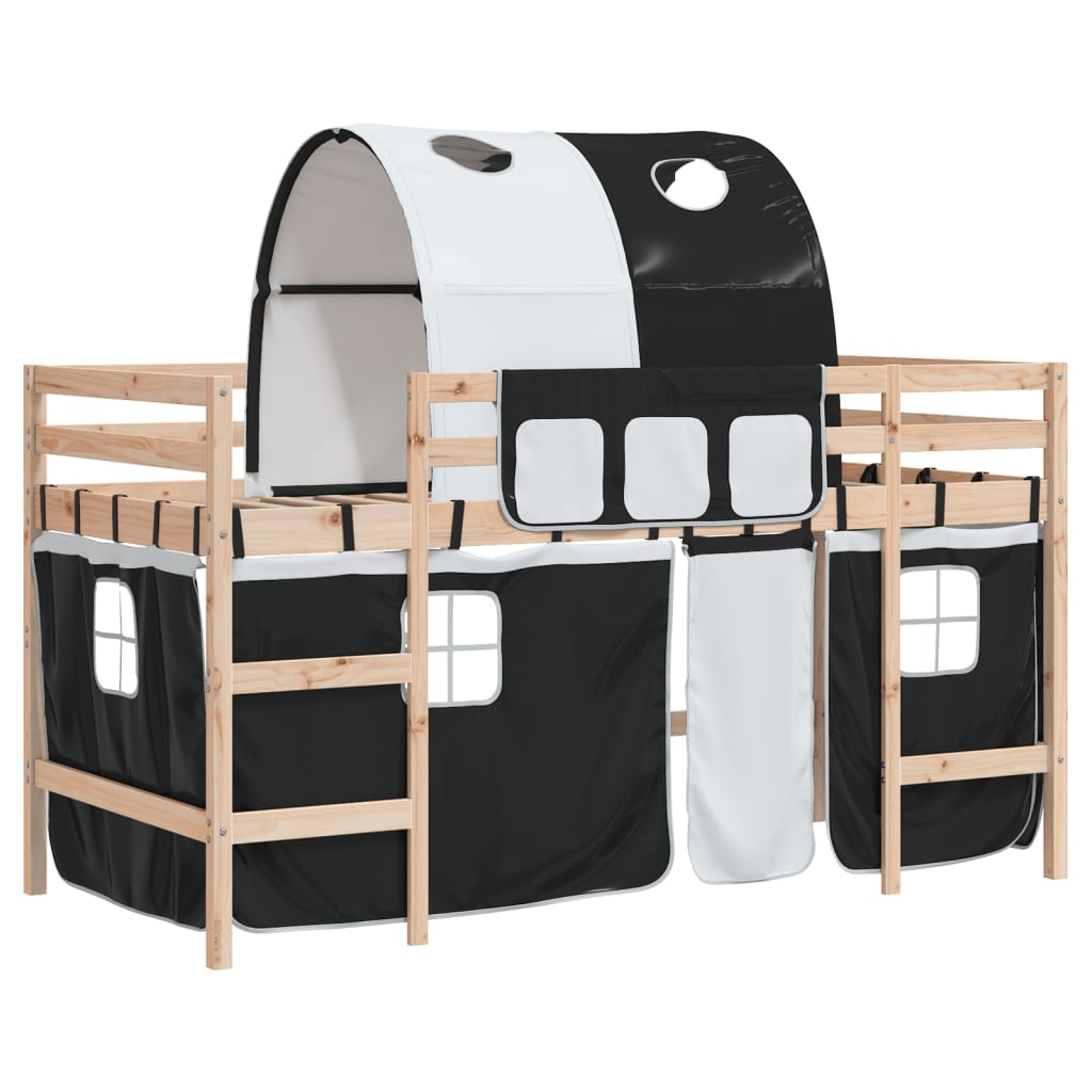 Kids' Loft Bed with Tunnel without Mattress White&Black 90x200cm - Bargainia.com - 8721012222489 - 3206991