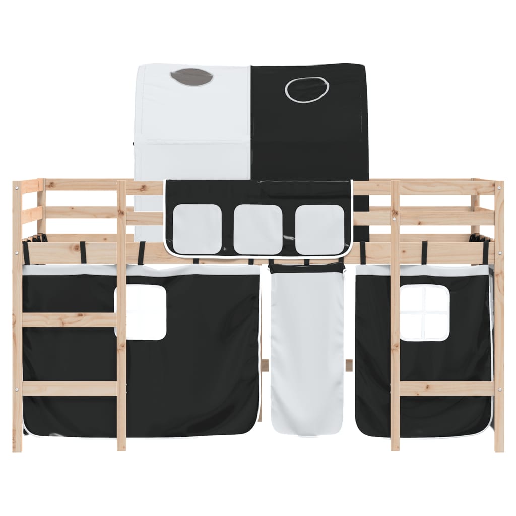 Kids' Loft Bed with Tunnel without Mattress White&Black 90x200cm - Bargainia.com - 8721012222489 - 3206991