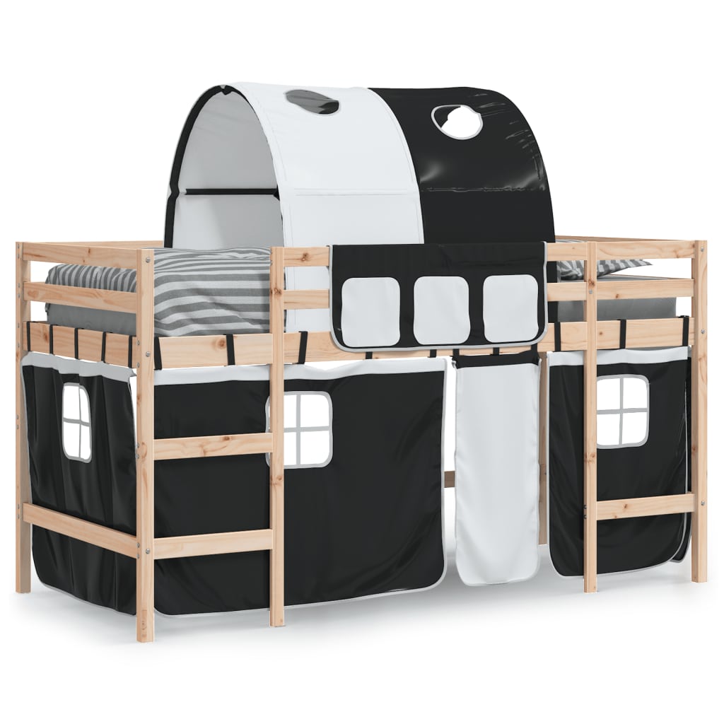 Kids' Loft Bed with Tunnel without Mattress White&Black 90x200cm - Bargainia.com - 8721012222489 - 3206991