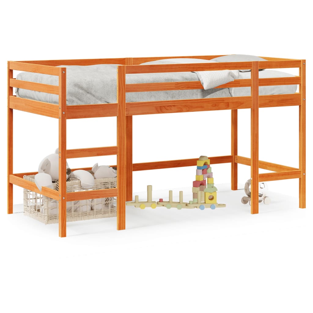Kids' Loft Bed without Mattress with Ladder Wax Brown 90x190 cm Single - Bargainia.com - 8721102929755 - 852399
