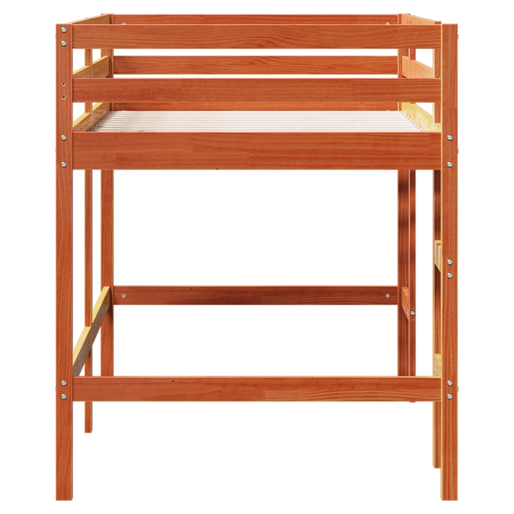 Kids' Loft Bed without Mattress with Ladder Wax Brown 90x190 cm Single - Bargainia.com - 8721102929755 - 852399