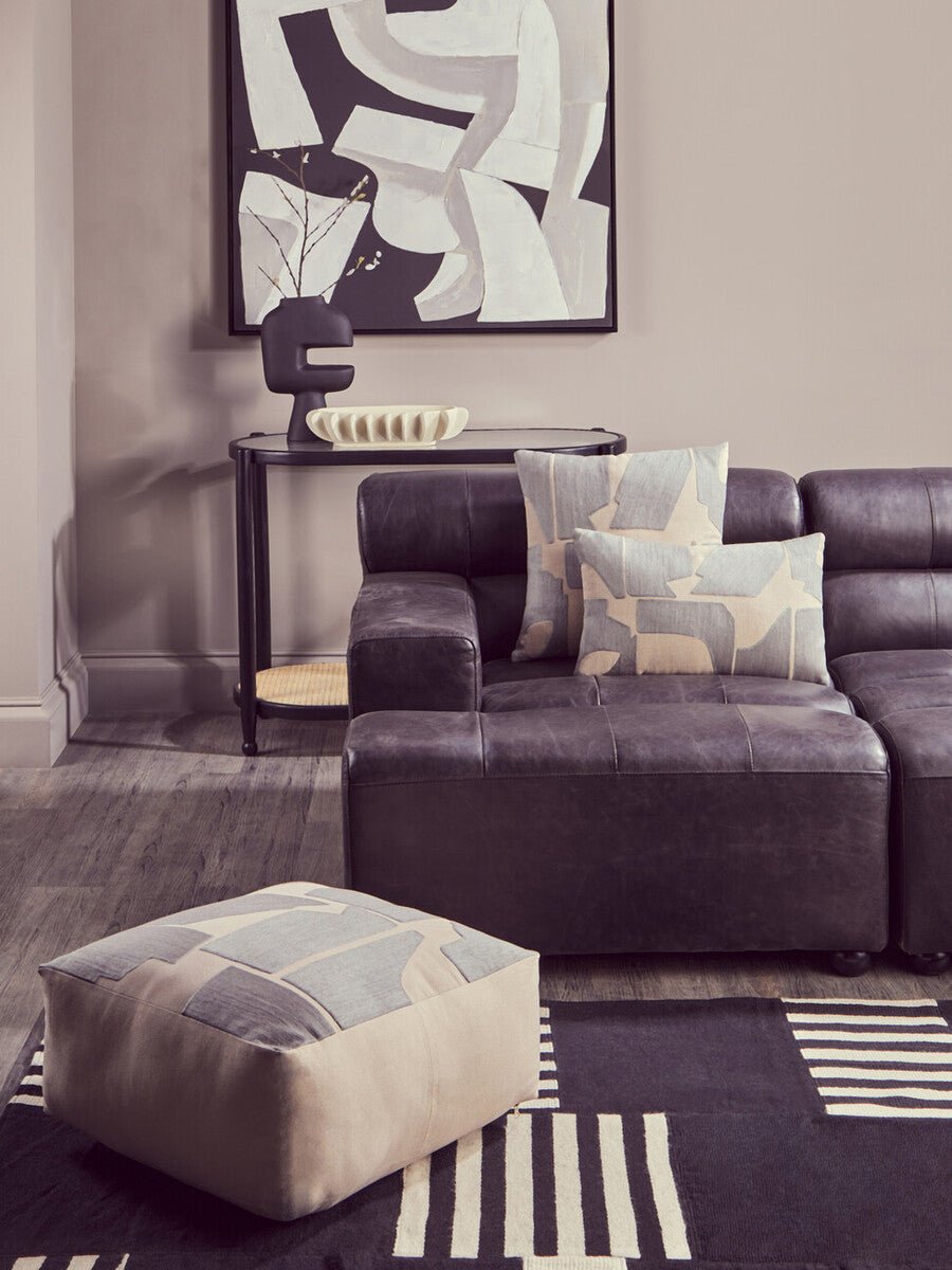 King Antique Black Left Arm Leather Modular Chaise Sofa - Bargainia.com - 