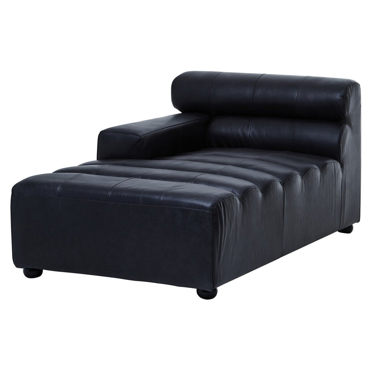 King Antique Black Left Arm Leather Modular Chaise Sofa - Bargainia.com - 
