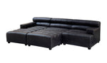King Antique Black Left Arm Leather Modular Chaise Sofa - Bargainia.com - 