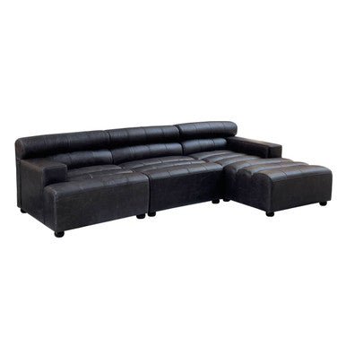 King Antique Black Right Arm Leather Modular Chaise Sofa - Bargainia.com - 