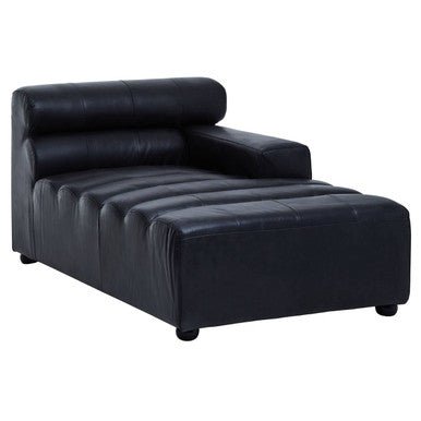 King Antique Black Right Arm Leather Modular Chaise Sofa - Bargainia.com - 
