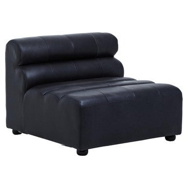 King Armless Antique Black Leather Modular Sofa Chair - Bargainia.com - 