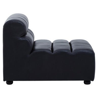 King Armless Antique Black Leather Modular Sofa Chair - Bargainia.com - 