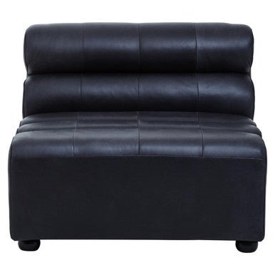 King Armless Antique Black Leather Modular Sofa Chair - Bargainia.com - 