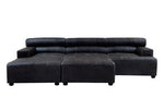 King Armless Antique Black Leather Modular Sofa Chair - Bargainia.com - 