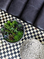 King Armless Antique Black Leather Modular Sofa Chair - Bargainia.com - 