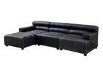 King Armless Antique Black Leather Modular Sofa Chair - Bargainia.com - 
