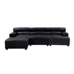 King Right Arm Antique Black Leather Modular Sofa - Bargainia.com - 