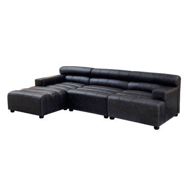 King Right Arm Antique Black Leather Modular Sofa - Bargainia.com - 