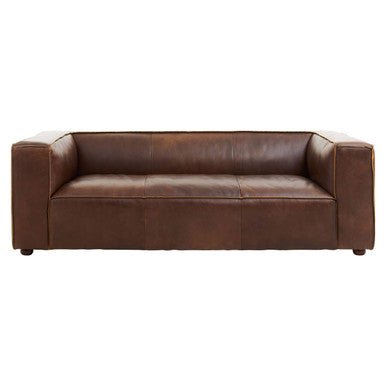 King Three Seater Antique Brown Leather Sofa - Bargainia.com - 