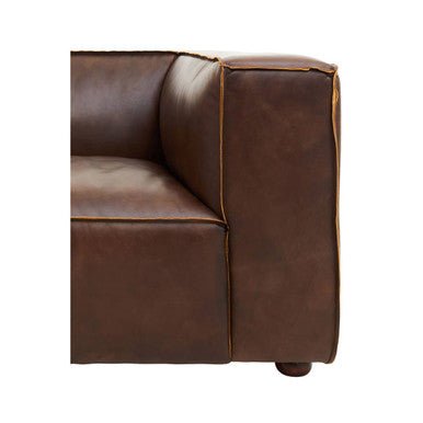 King Three Seater Antique Brown Leather Sofa - Bargainia.com - 