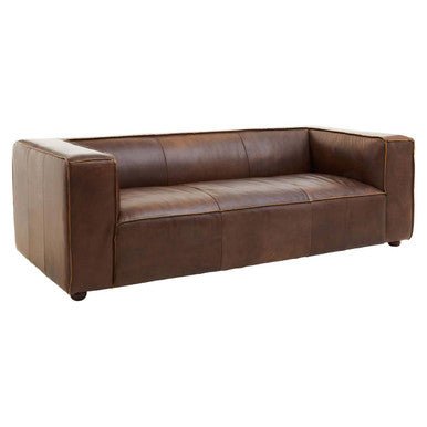 King Three Seater Antique Brown Leather Sofa - Bargainia.com - 