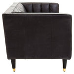 King Three Seater Black Leather Sofa With Flared Arms - Bargainia.com - 