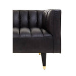 King Three Seater Black Leather Sofa With Flared Arms - Bargainia.com - 