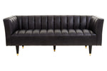 King Three Seater Black Leather Sofa With Flared Arms - Bargainia.com - 