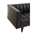 King Three Seater Black Leather Sofa With Flared Arms - Bargainia.com - 