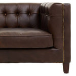 King Three Seater Dark Brown Leather Modern Chesterfield Sofa - Bargainia.com - 