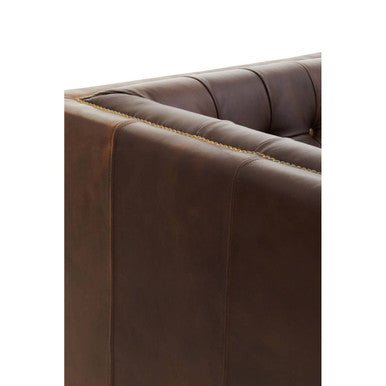 King Three Seater Dark Brown Leather Modern Chesterfield Sofa - Bargainia.com - 