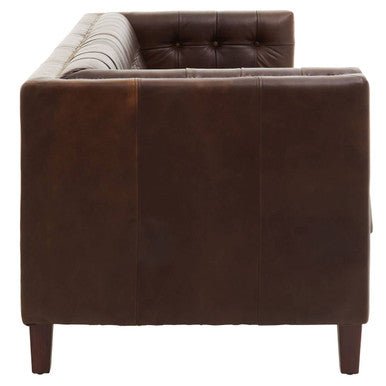King Three Seater Dark Brown Leather Modern Chesterfield Sofa - Bargainia.com - 