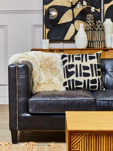 King Three Seater Modern Chesterfield Black Leather Sofa - Bargainia.com - 