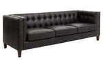 King Three Seater Modern Chesterfield Black Leather Sofa - Bargainia.com - 