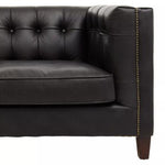 King Three Seater Modern Chesterfield Black Leather Sofa - Bargainia.com - 