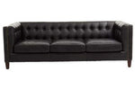 King Three Seater Modern Chesterfield Black Leather Sofa - Bargainia.com - 