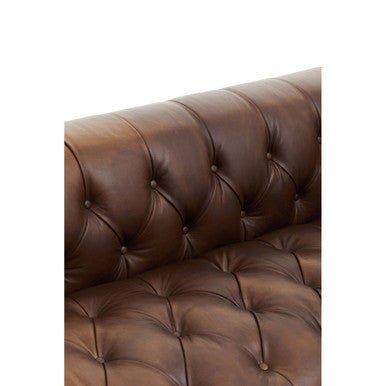 King Three Seater Modern Chesterfield Dark Brown Leather Sofa - Bargainia.com - 