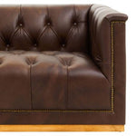 King Three Seater Modern Chesterfield Dark Brown Leather Sofa - Bargainia.com - 
