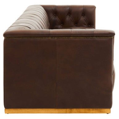 King Three Seater Modern Chesterfield Dark Brown Leather Sofa - Bargainia.com - 